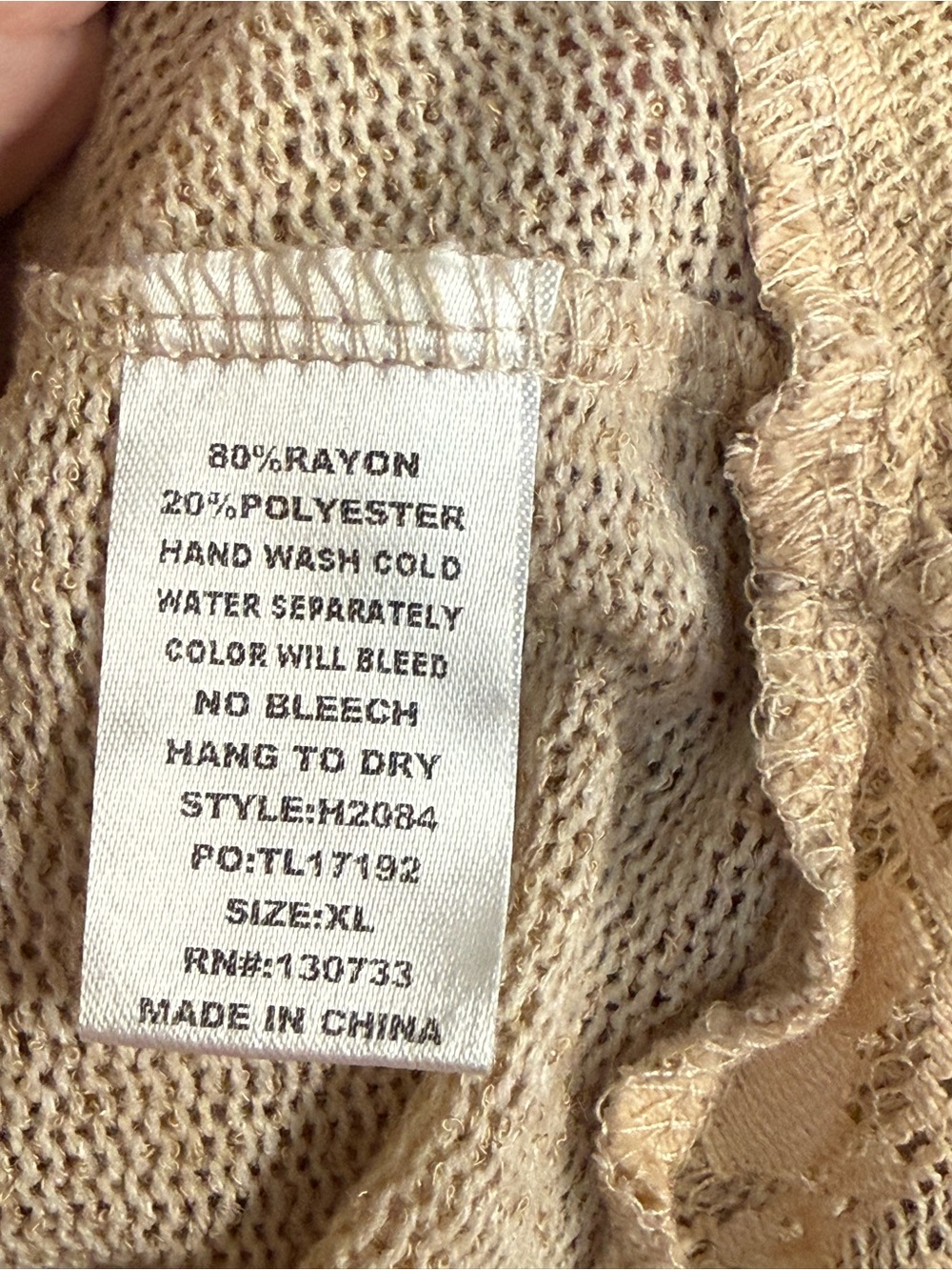 Altar'd State Tan Knit Lace Hem Tunic Tank XL Boho Cottagecore Romantic - Picture 8 of 9